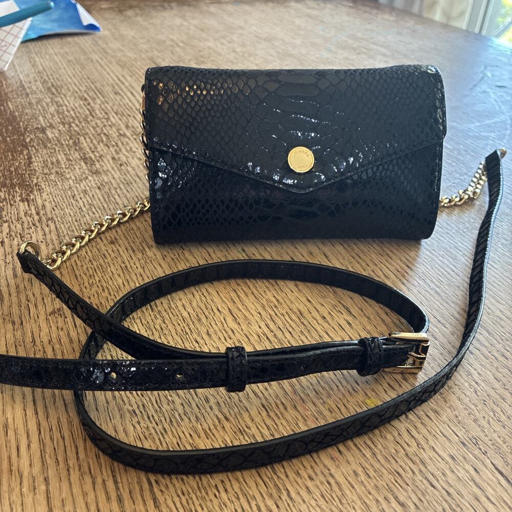 Michael Kors Black Jet Set Embossed Exotic Leather Small Leather Crossbody VGC